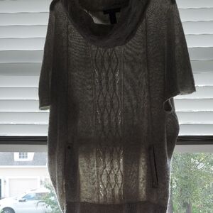 White House Black Market Gray Cable Knit Cowl Neck Sweater